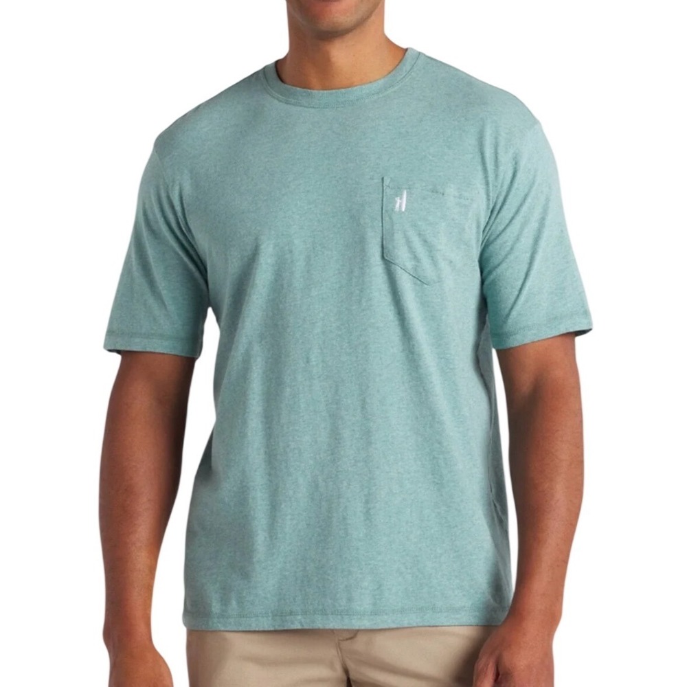 Johnnie-O Heathered Dale Pocket T-Shirt Men's Large Green 100% Cotton Coastal